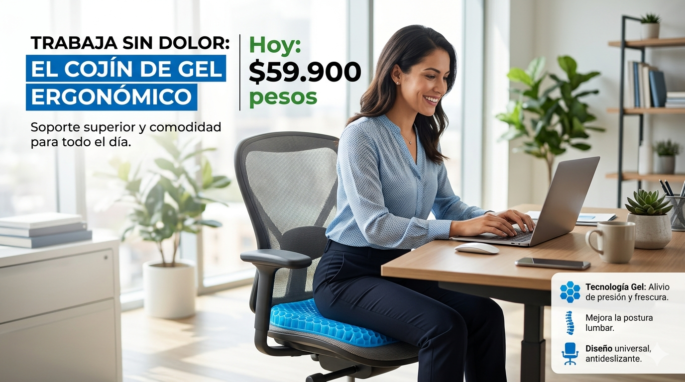 Cojín de Gel Ergonómico — Trabaja Sin Dolor y Con Frescura Todo el Día