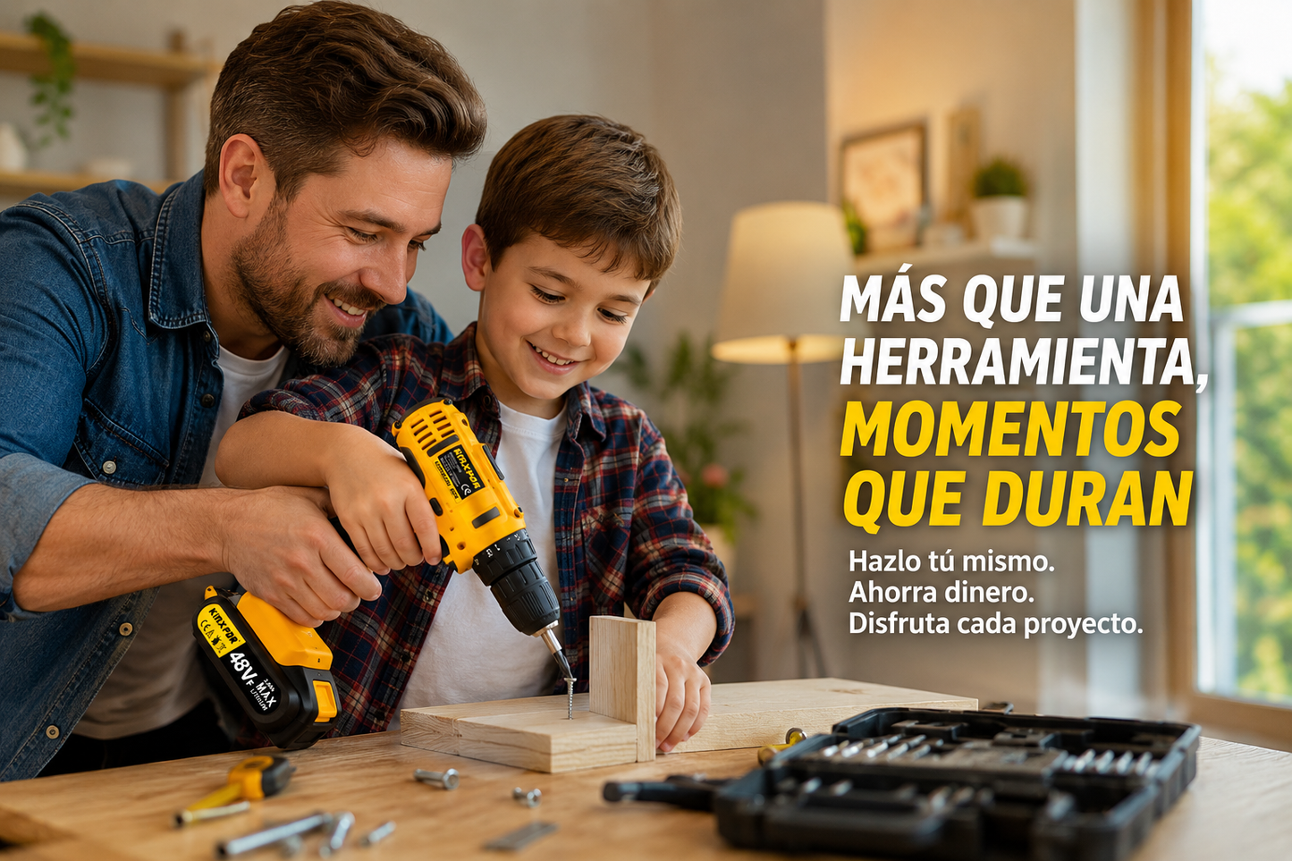 Taladro Inalámbrico 48V — Perfora Madera, Metal y Concreto Sin Cables
